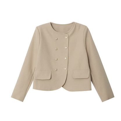 Damen Bouclé-Jacke Doppelreißverschluss Norvielle Beige