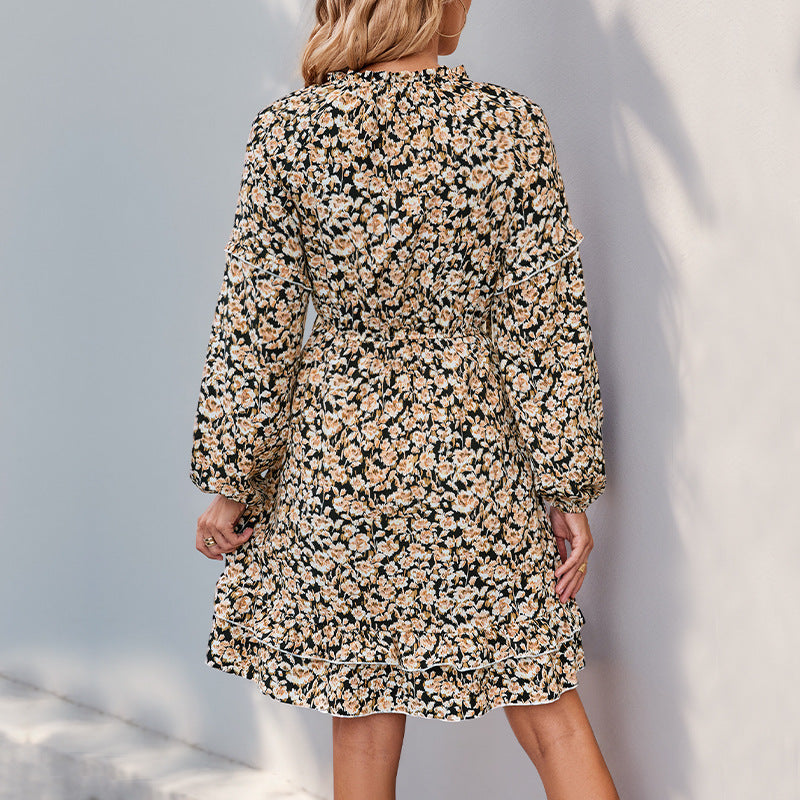 Damen Blusenkleid Norvielle Floralmuster Voluminöse Ärmel