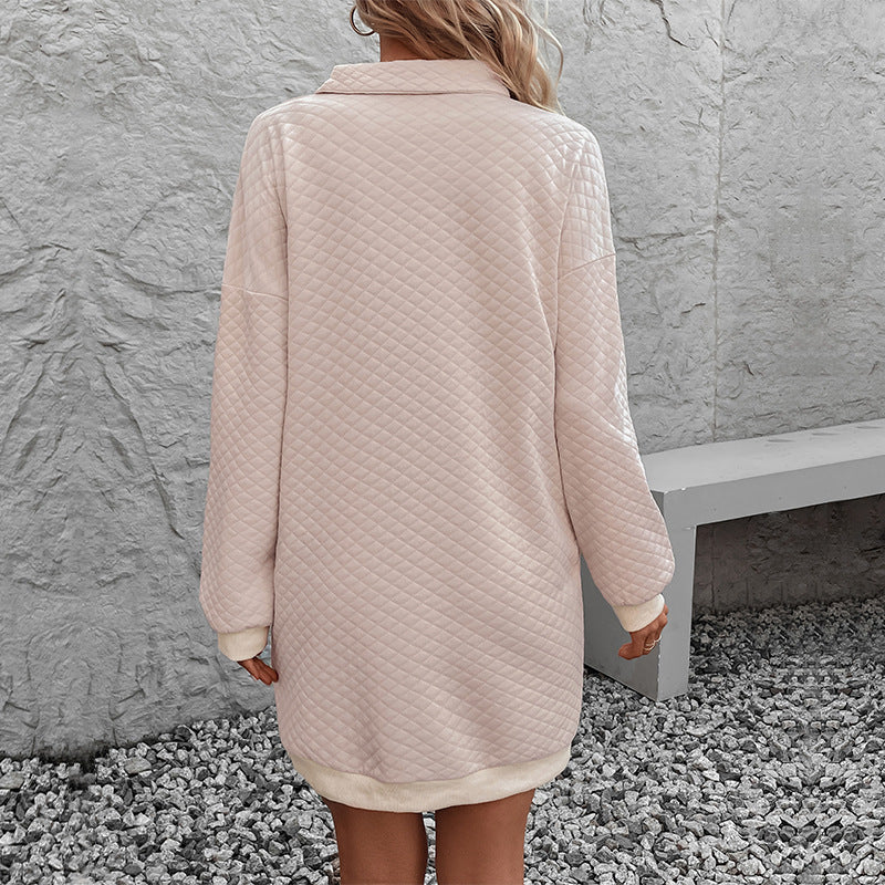 Damen Pulloverkleid Stehkragen Wärmendes Waffelmuster Norvielle