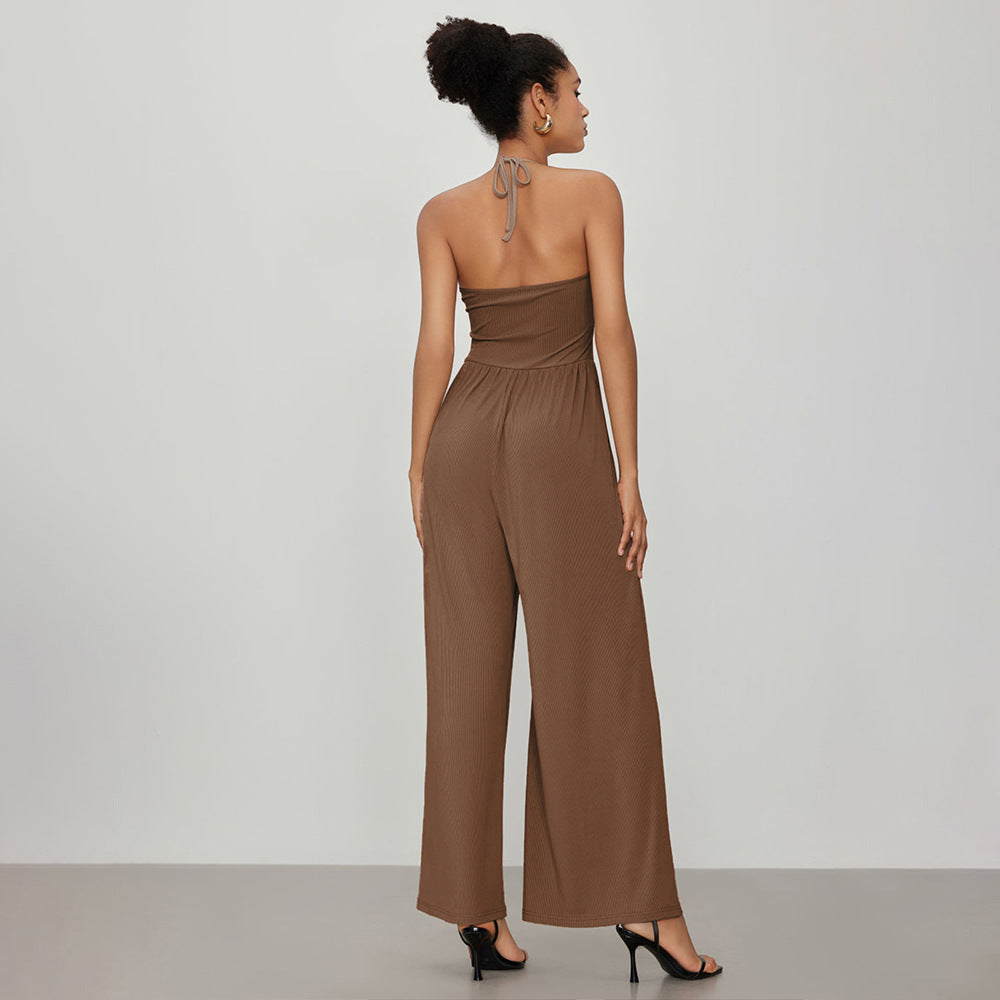Damen Jumpsuit V-Ausschnitt Lockeres Jersey Norvielle