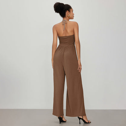 Damen Jumpsuit V-Ausschnitt Lockeres Jersey Norvielle