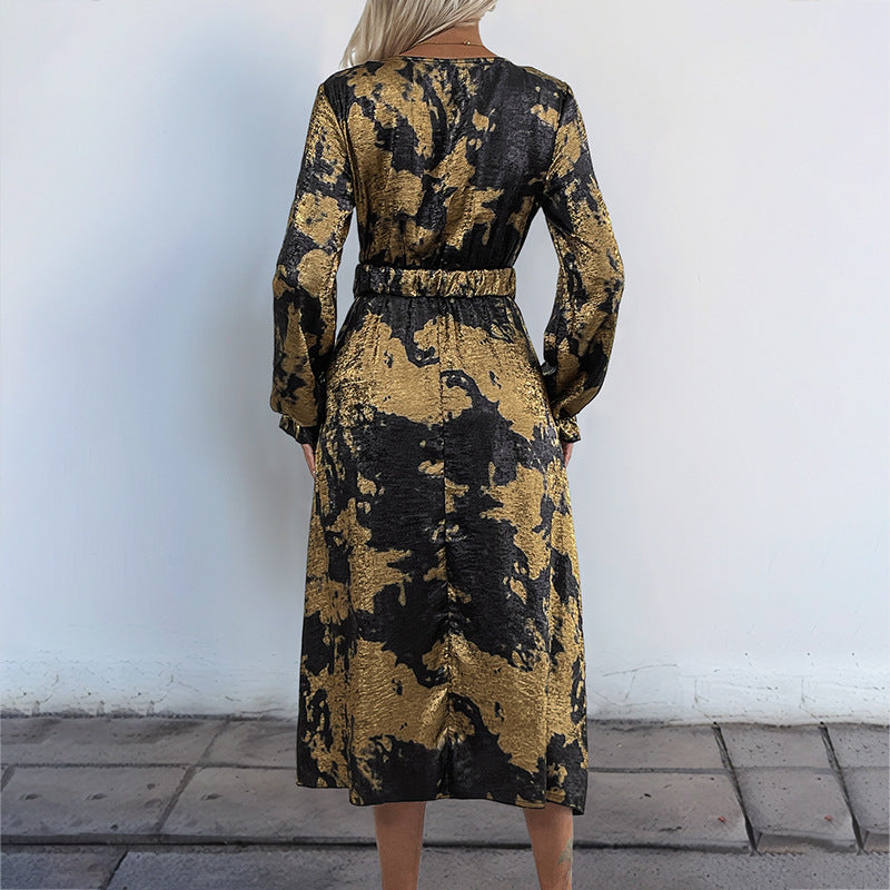 Damen Wickelkleid mit Muster und taillierbarem Gürtel Norvielle