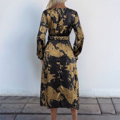 Damen Wickelkleid mit Muster und taillierbarem Gürtel Norvielle