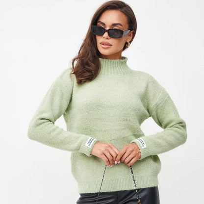 Damen Pullover Weiches Strick Norvielle Hochgeschlossen - Norvielle