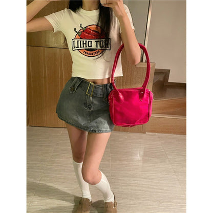 Damen Crop- mit kreativem Druck Norvielle