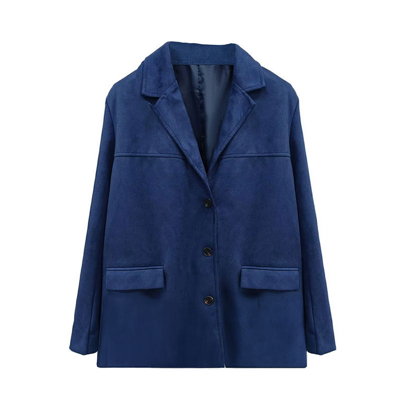 Damen Wildlederjacke Klassischer Schnitt 2 Taschen Norvielle