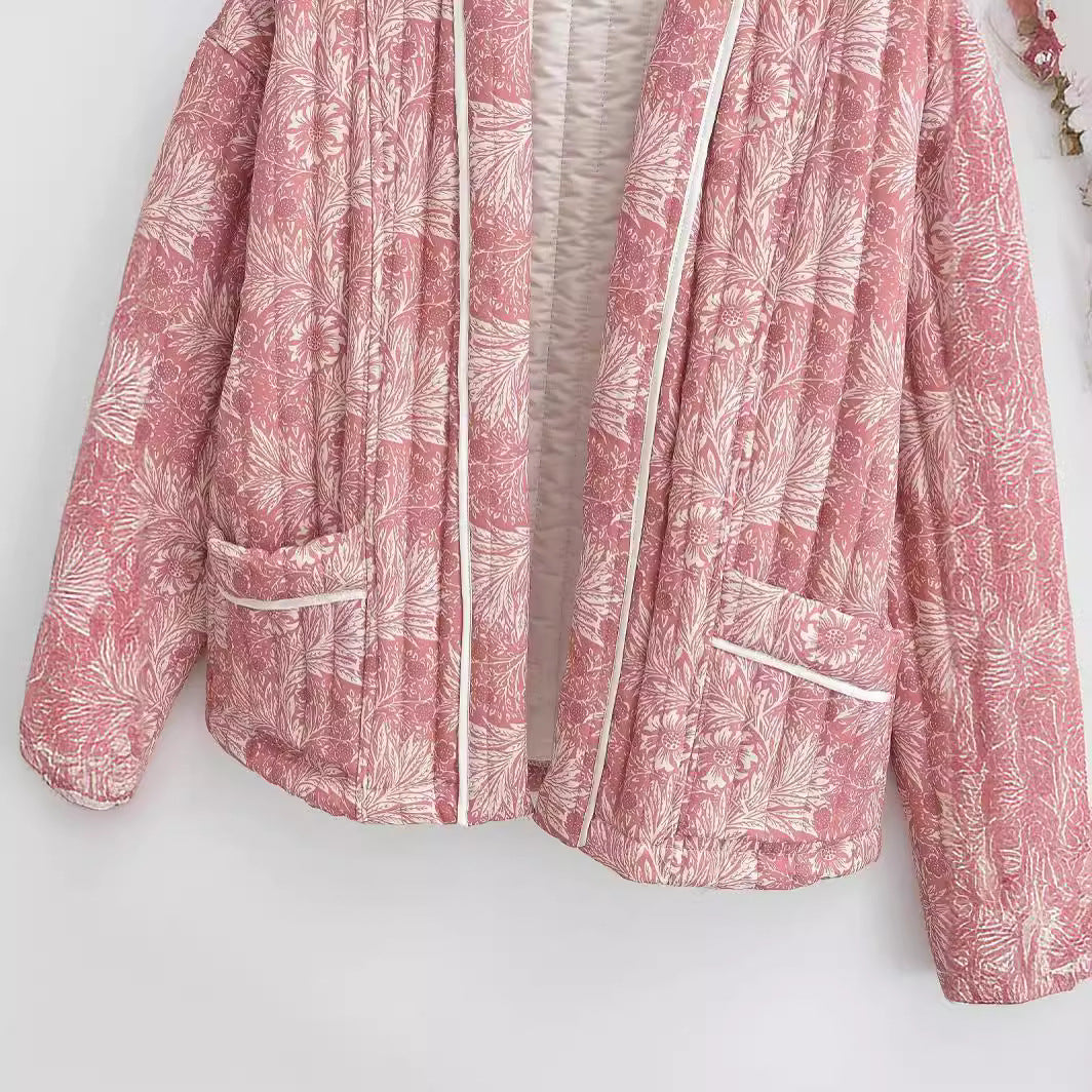 Damen Gesteppte Jacke mit Floralem Muster