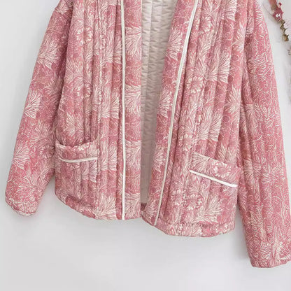 Damen Gesteppte Jacke mit Floralem Muster