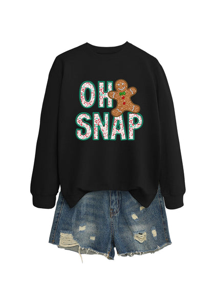 Damen Sweatshirt Lebkuchenmann Motiv Glitzer Schrift