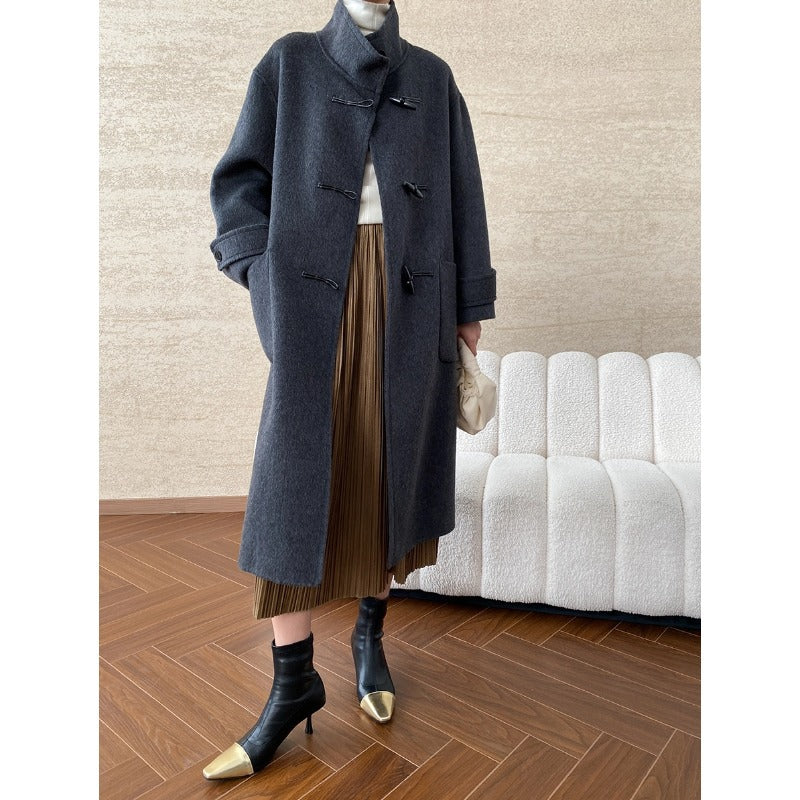Damen Duffle-Coat Lang Weiches Material Norvielle