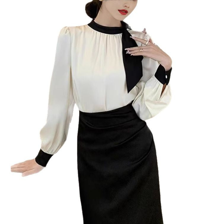 Damen Wickelkleid Rüschen Knotendetail Elegant