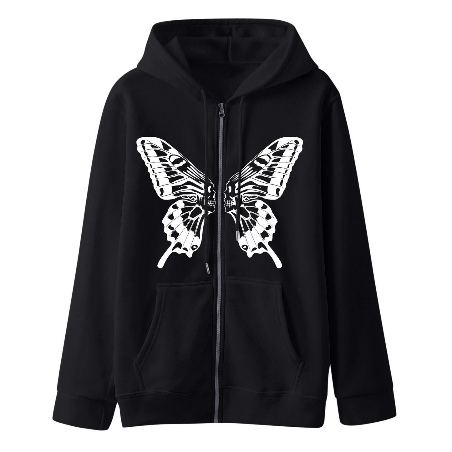 Damen Kapuzensweatjacke Schmetterlingsdruck