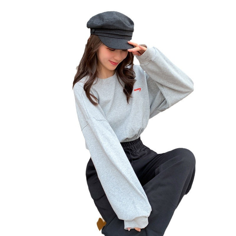 Damen Cropped Pullover Hochgeschlossener Kragen Norvielle