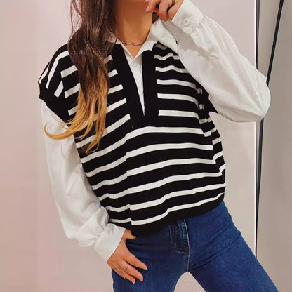 Damen Strickpullover Moderner Schnitt Puffärmel Norvielle