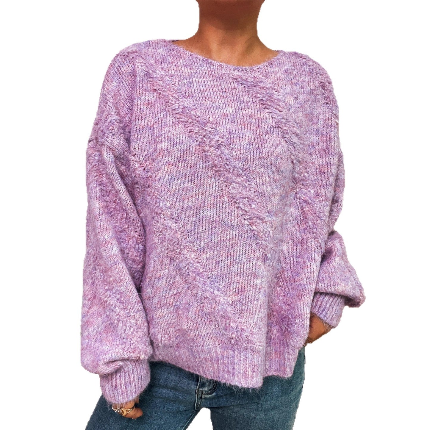 Damen Pullover Diagonales Strukturdesign Norvielle