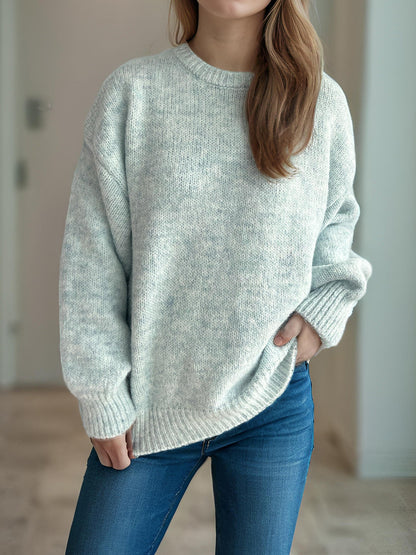 Damen Grobstrickpullover Moderner Schnitt Großzügige Ärmel Beige