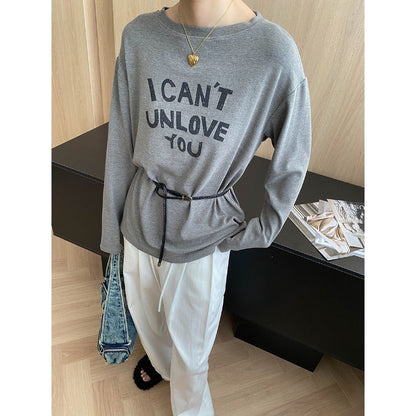 Damen Langarmshirt Lässiger Schnitt Mit Schriftzug Norvielle