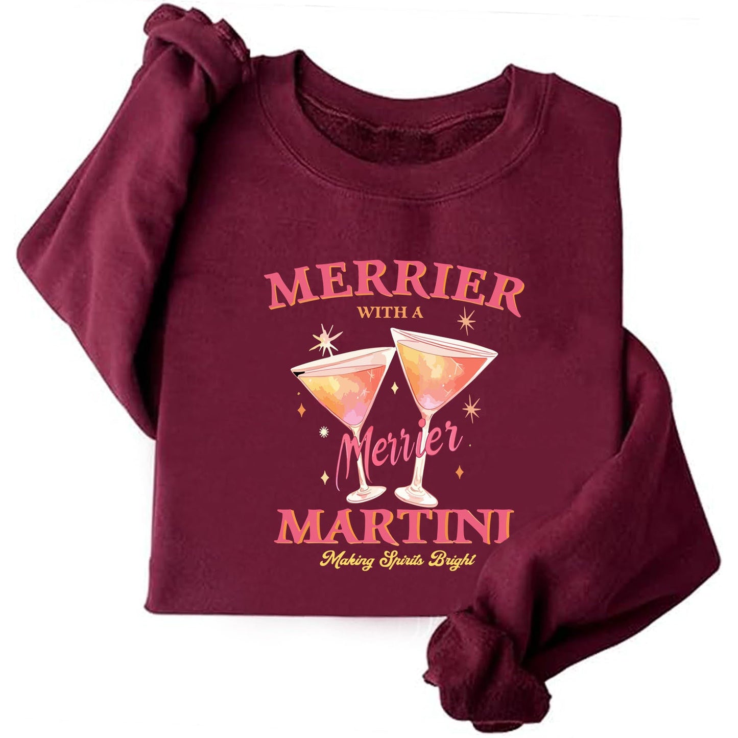 Damen Sweatshirt Cocktailmotiv Lässig Grau