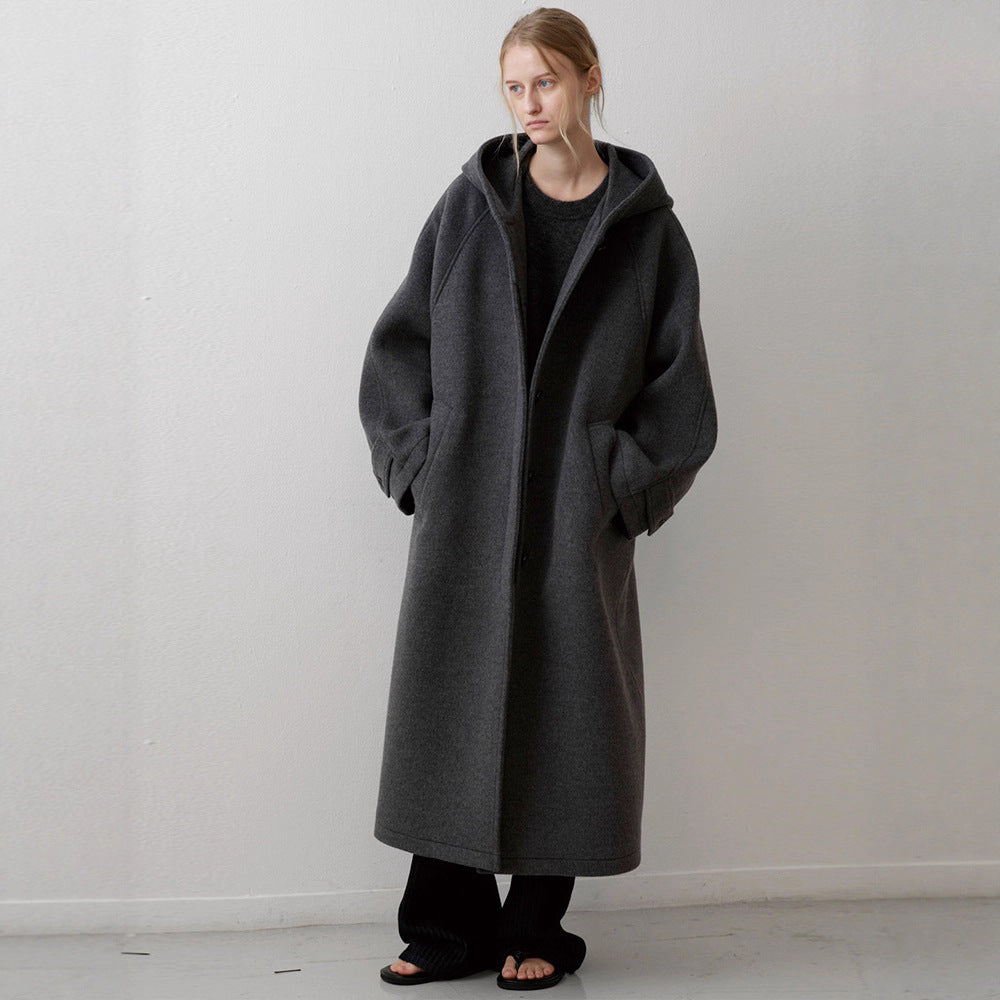 Damen Oversize-Mantel mit Kapuze und Taschen Norvielle