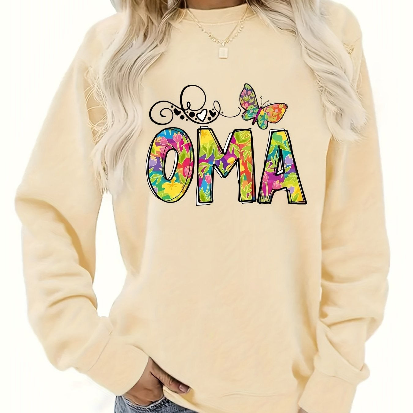 Damen Sweatshirt Botanischer Aufdruck Norvielle