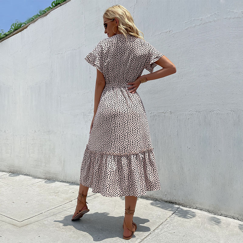 Damen Maxi-Kleid Voluminöse Ärmel Taillengürtel Norvielle