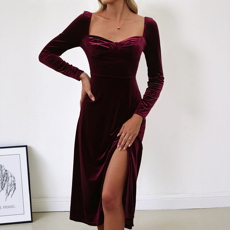 Damen Maxikleid V-Ausschnitt Langer Arm Norvielle - Norvielle