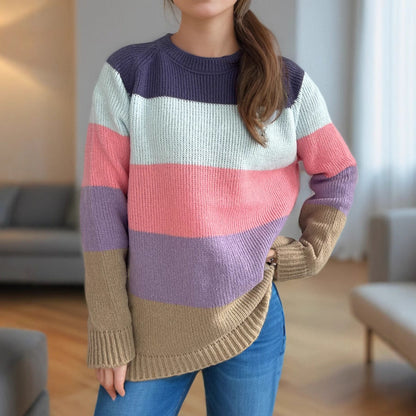 Damen Strickpullover Gestreift Bunt Lässiger Schnitt - Norvielle