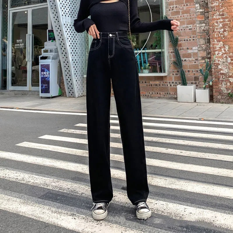 Damen Weite Jeans Hochgeschnitten Norvielle