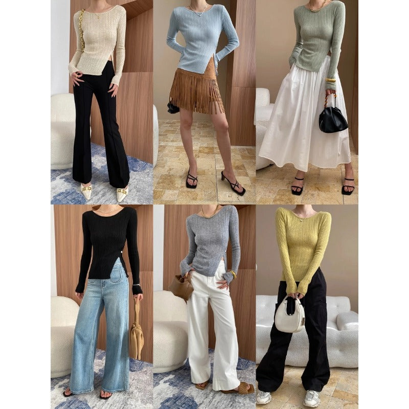 Damen Langarmoberteil Rippstruktur Elegant Norvielle