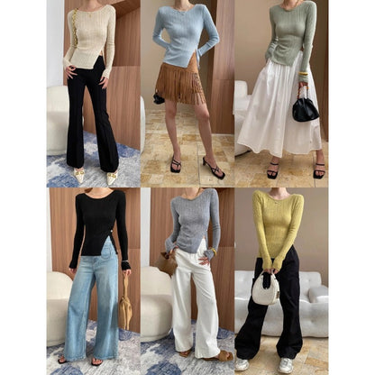 Damen Langarmoberteil Rippstruktur Elegant Norvielle