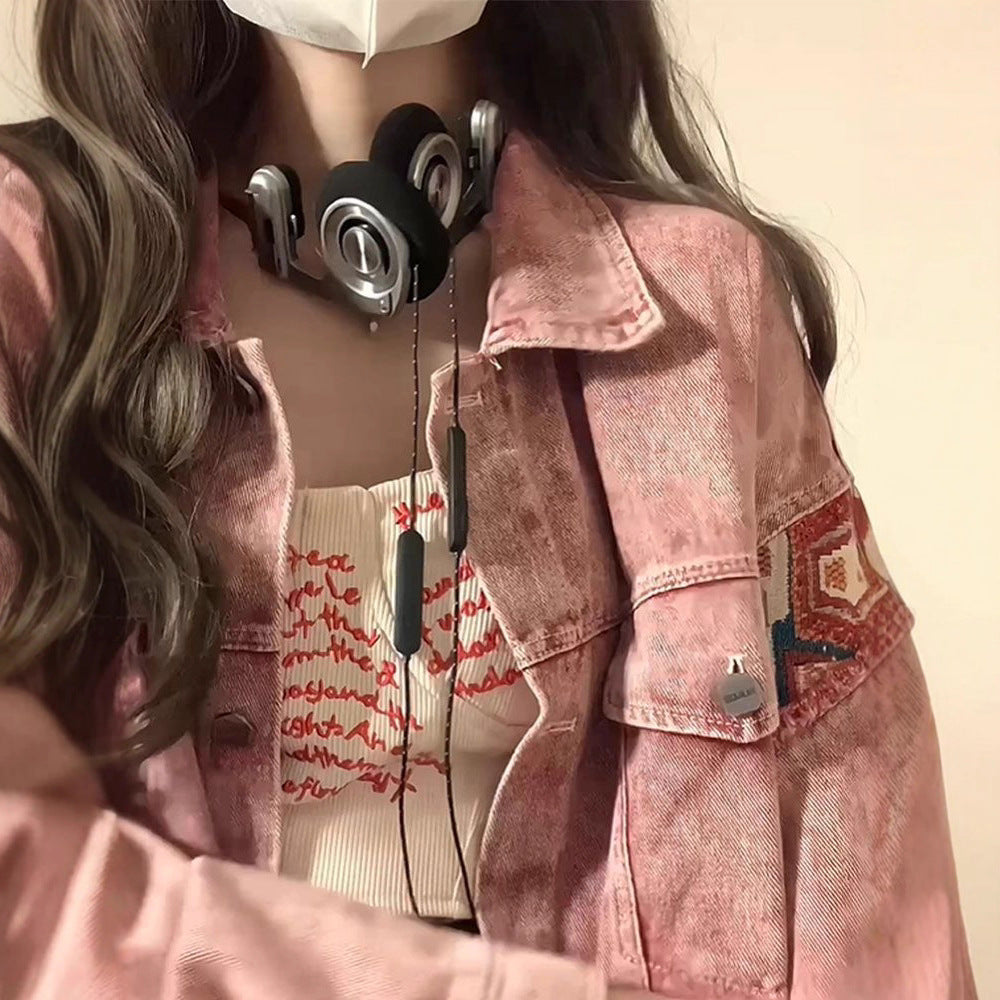 Damen Denimjacke mit Stickereien Modisch