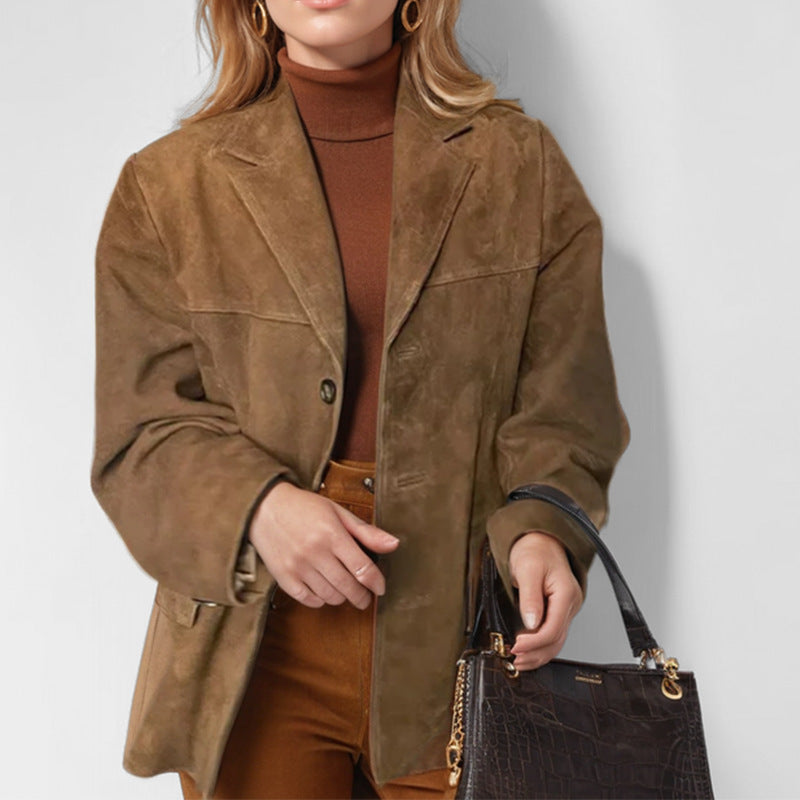 Damen Wildlederjacke Lässige Passform Norvielle