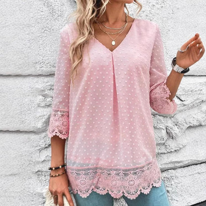 Damen Bluse Spitze Puffärmel Norvielle - Norvielle