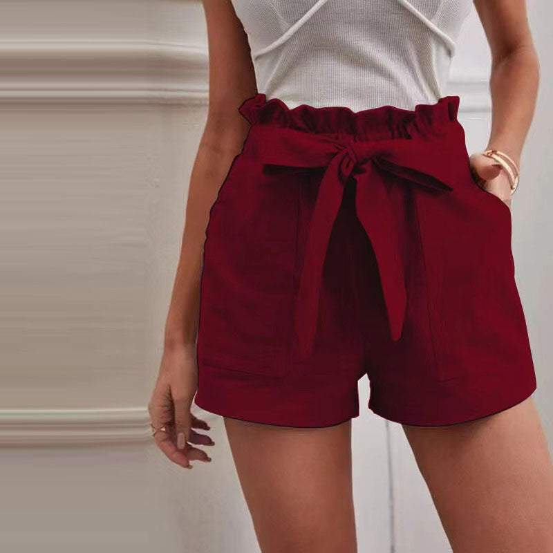Norvielle Damen Shorts Einfarbig Baumwolle