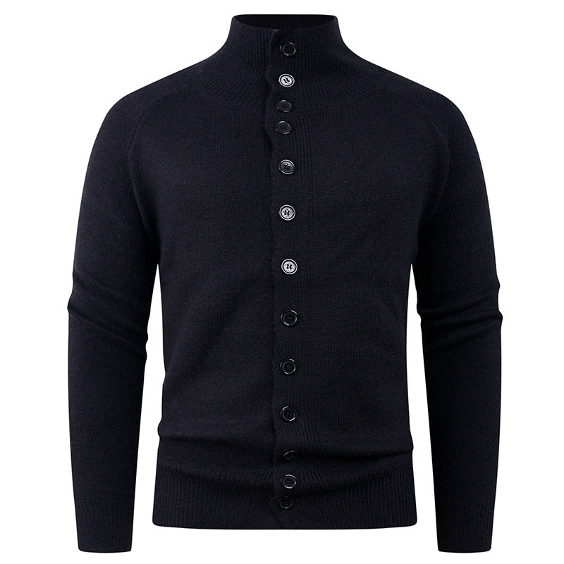 Herren Strickcardigan Stehkragen Knopfverschluss Bequem Grau