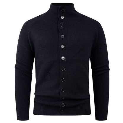 Herren Strickcardigan Stehkragen Knopfverschluss Bequem Grau