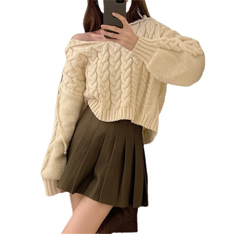 Damen Grobstrick-Poncho Kapuze Zeitgemäßes Design Norvielle