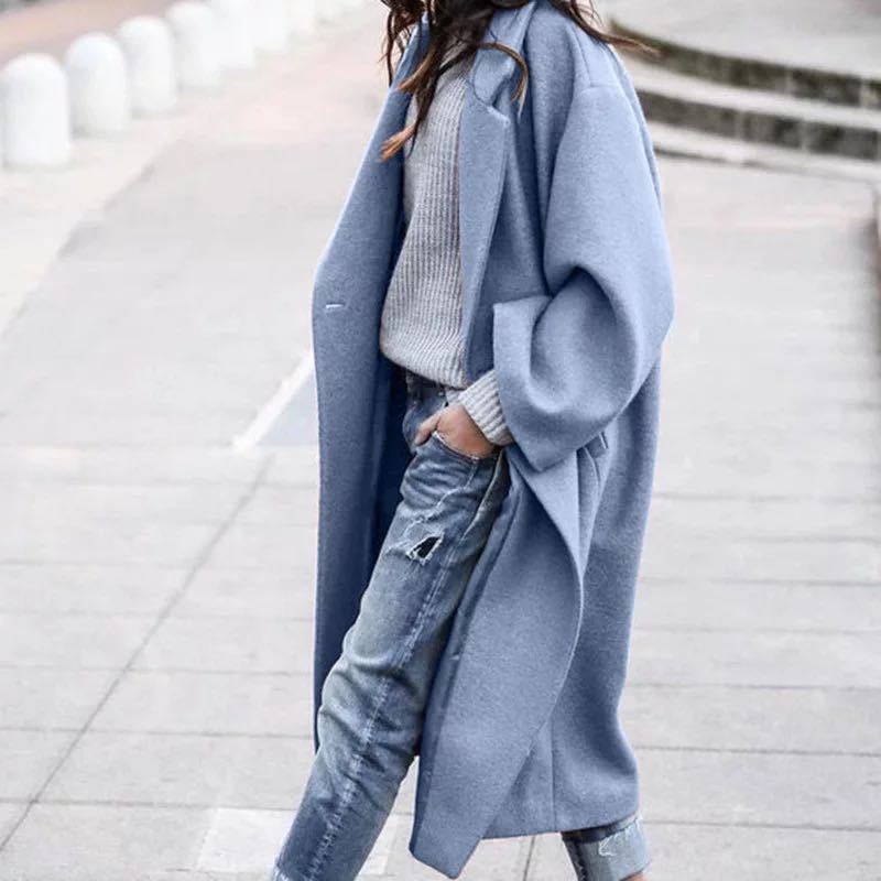 Damen Oversized Wollmantel Klassisches Design