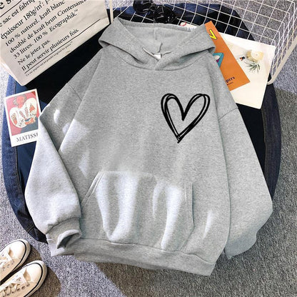 Damen Kapuzenpullover Herzmotiv Norvielle