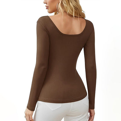 Damen Langarmshirt Ärmel mit Raffung und Cut-Out Dekolleté