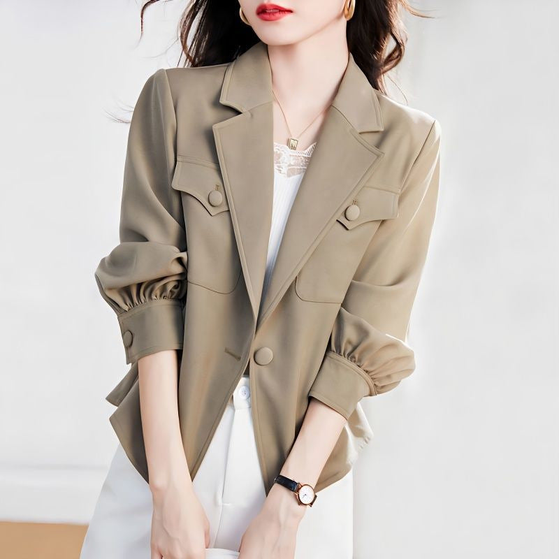 Damen Blazer Strukturierte Puffärmel Norvielle