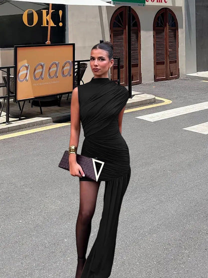 Damen Minikleid Asymmetrischer Schnitt Raffungen Norvielle