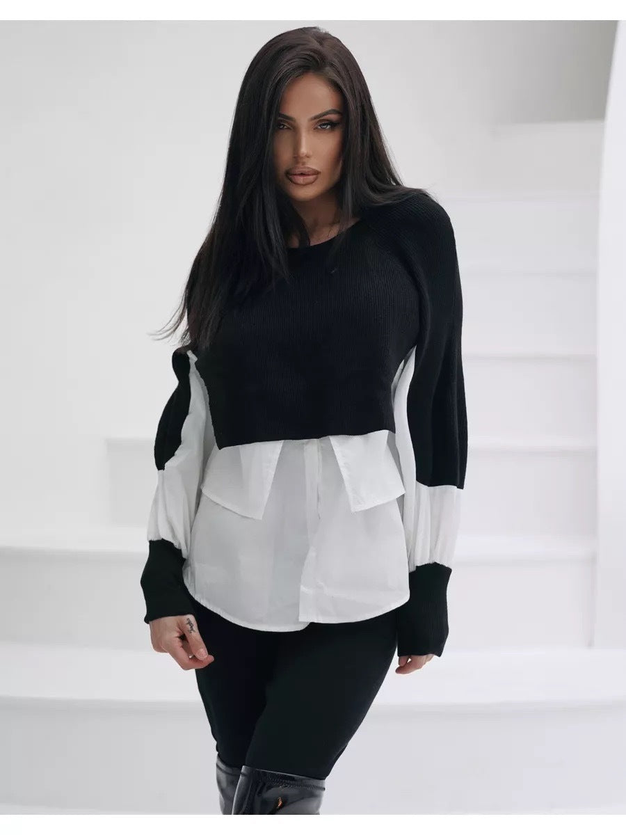 Damen Cropped Pullover Innovativer Layering-Effekt Norvielle