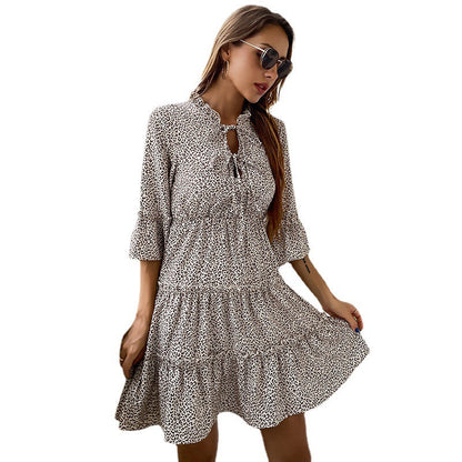 Damen Sommerkleid Geblümt Voluminöse Rüschen Blumenmuster