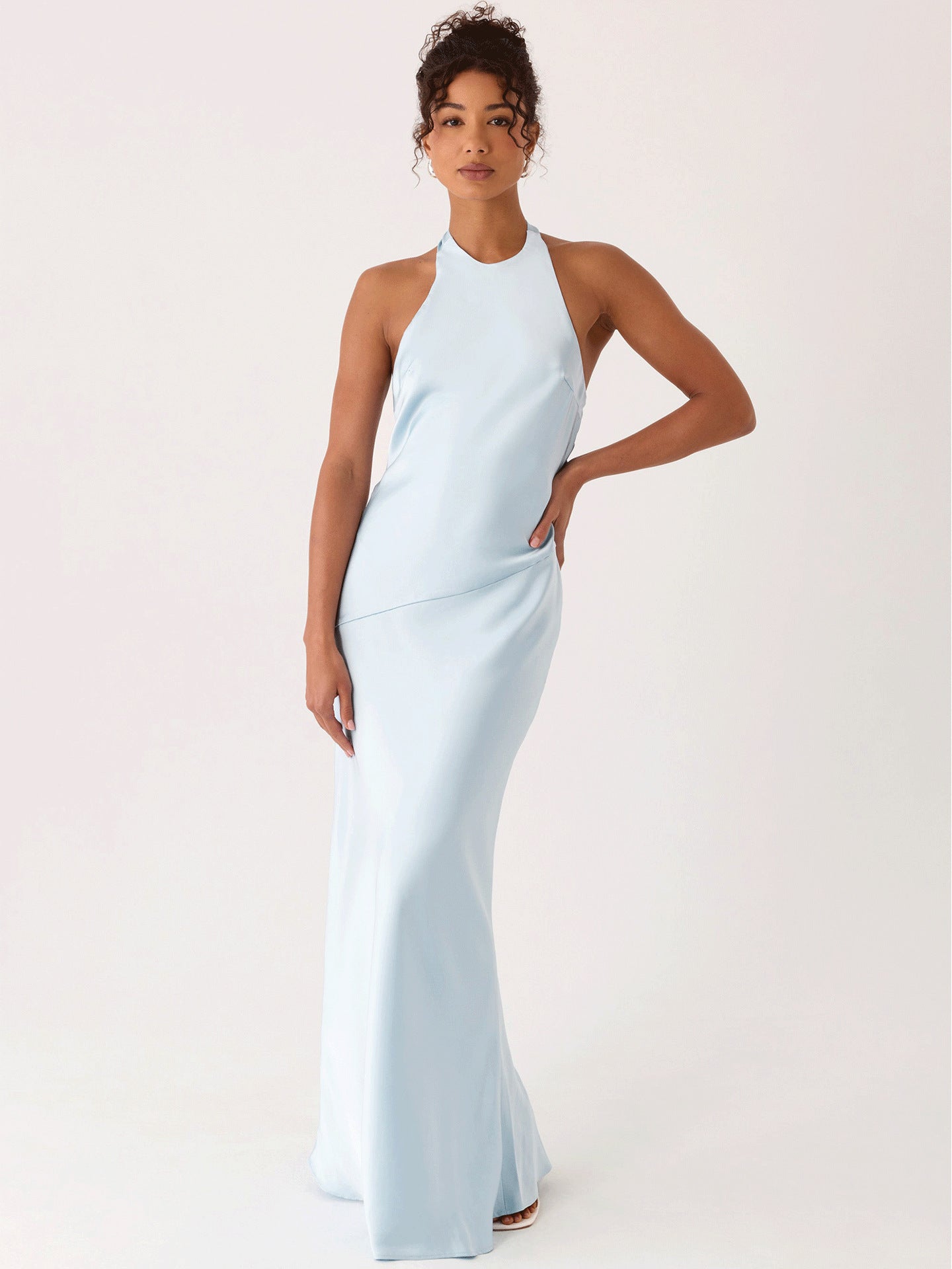 Damen Abendkleid Elegantes Halterdesign Fließender Stoff