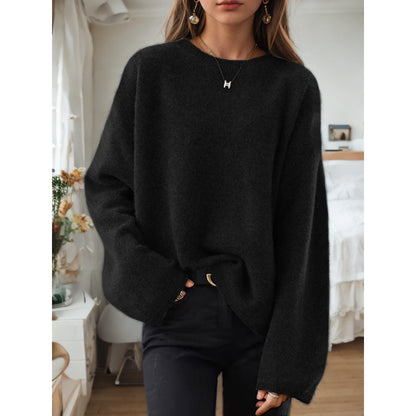 Damen Strickpullover Bequem Lässiger Schnitt Weite Ärmel Norvielle