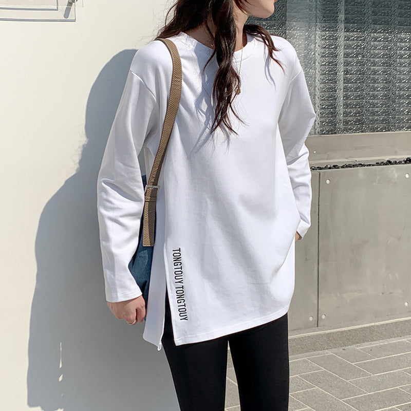 Damen Longsleeve-Shirt Asymmetrischer Schnitt Durchgehendes Design - Norvielle
