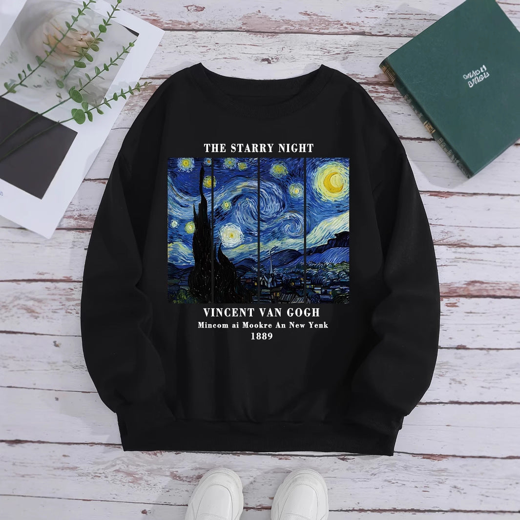 Damen Sweatshirt Van Gogh Motiv Baumwolle Modern
