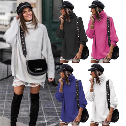 Damen Grobstrickpullover Hochkragen Elegante Knöpfe Norvielle - Norvielle