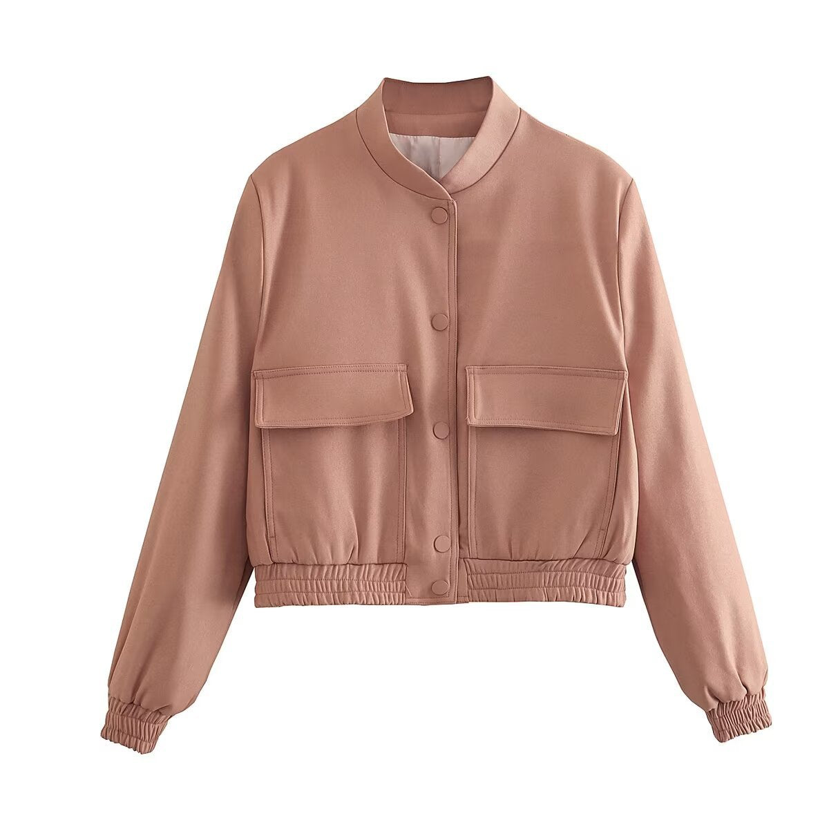 Damen Kurzjacke Taschen Modern Cropped Look